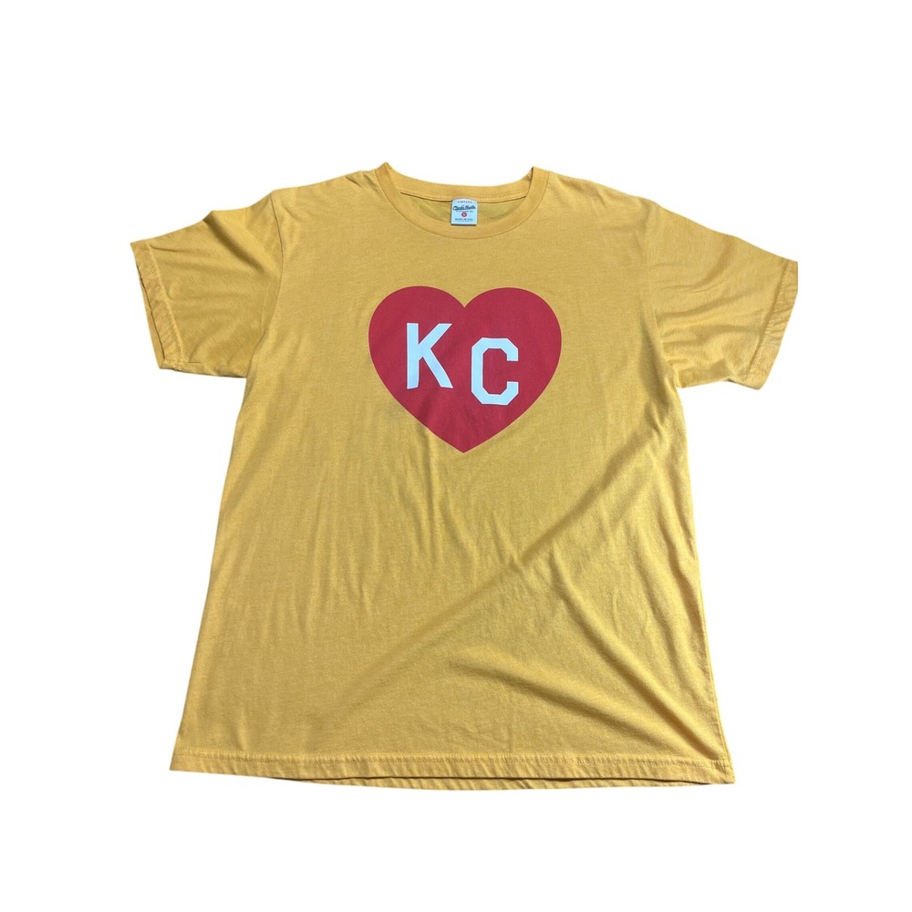 Charlie Hustle Kansas City KC Heart T-Shirt Gold Heather Red Heart Mens Large
